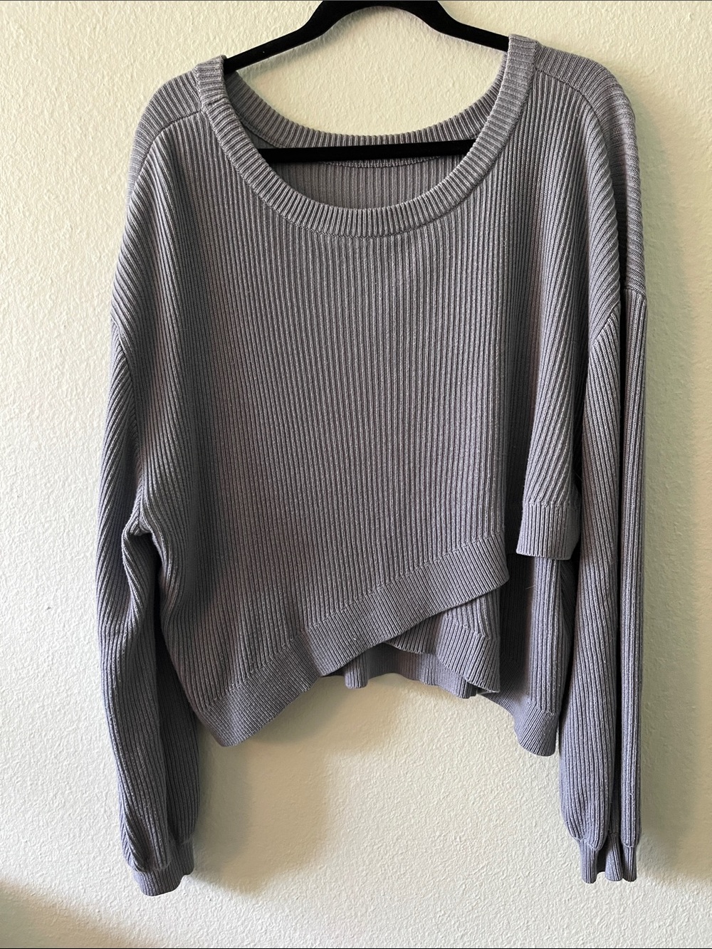 Lululemon Ribbed Reversible Crossover Sweater - Size 16 - light blue